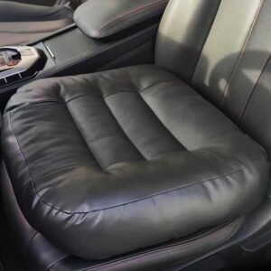 Car Booster Seat Cushion, Extra Large Thick Leather Cushions for Adult Driving, Heightening Seat Car Seat Mat for Trucks Driver, SUVs, Home Office Chairs Wheelchairs(Black)